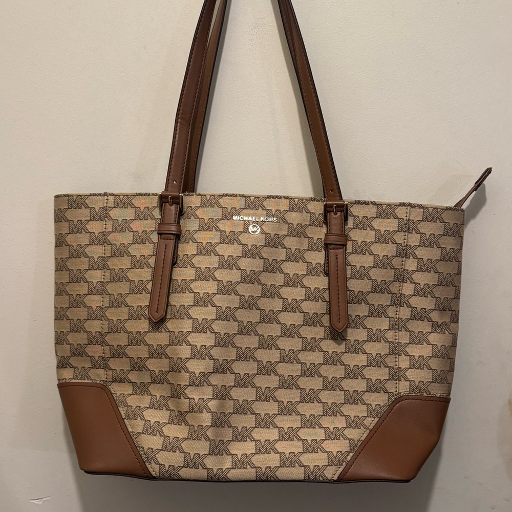 Michael Kors Tan and Brown Signature Tote